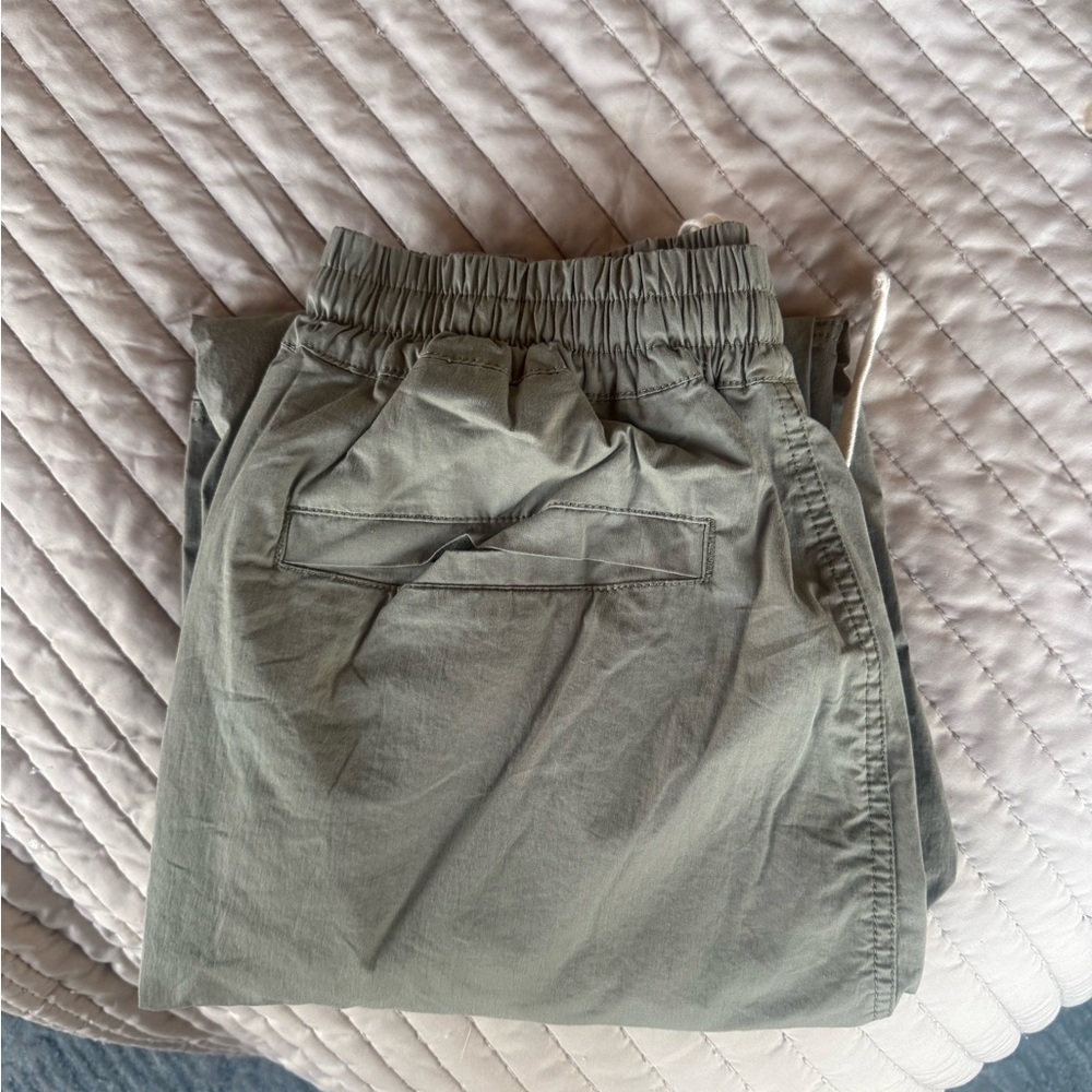 Men's Olive Green Elastic Waist Casual Pants